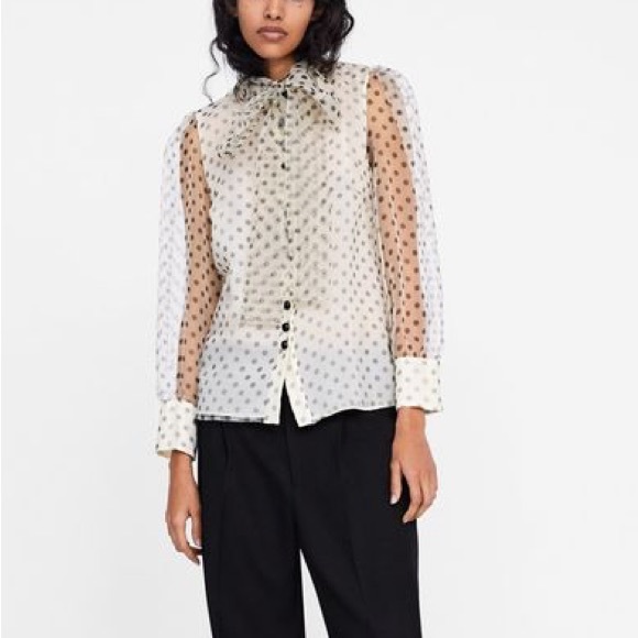 ZARA polka dot organza blouse - Picture 2 of 5